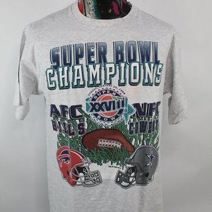 VINTAGE NFL SUPER BOWL 27 TSHIRT SINGLE STITCH 90s BILLS COWBOYS MENS LARGE